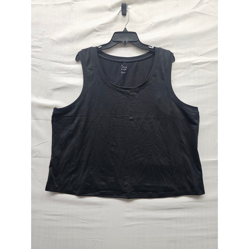 A New Day Black Tank Top Women 3X Scoop Neck‎ Sleeveless Stretch G9WR53 NEW